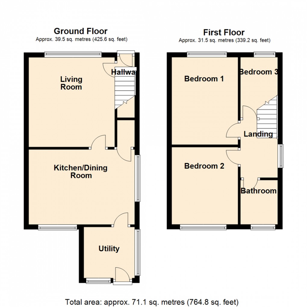 Floorplan for Cave Lane, East Ardsley, Wakefield