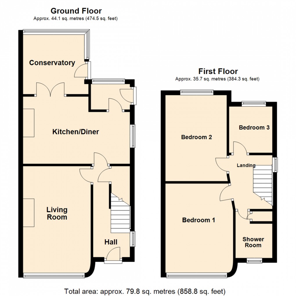 Floorplan for Pendas Grove, Crossgates, LEEDS 15