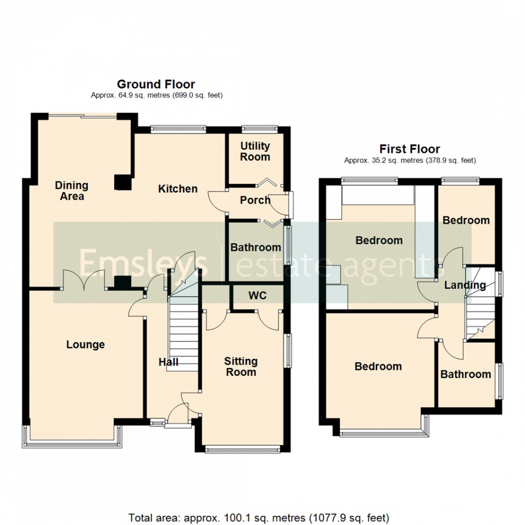 Floorplan for Oxford Drive, Kippax, Leeds