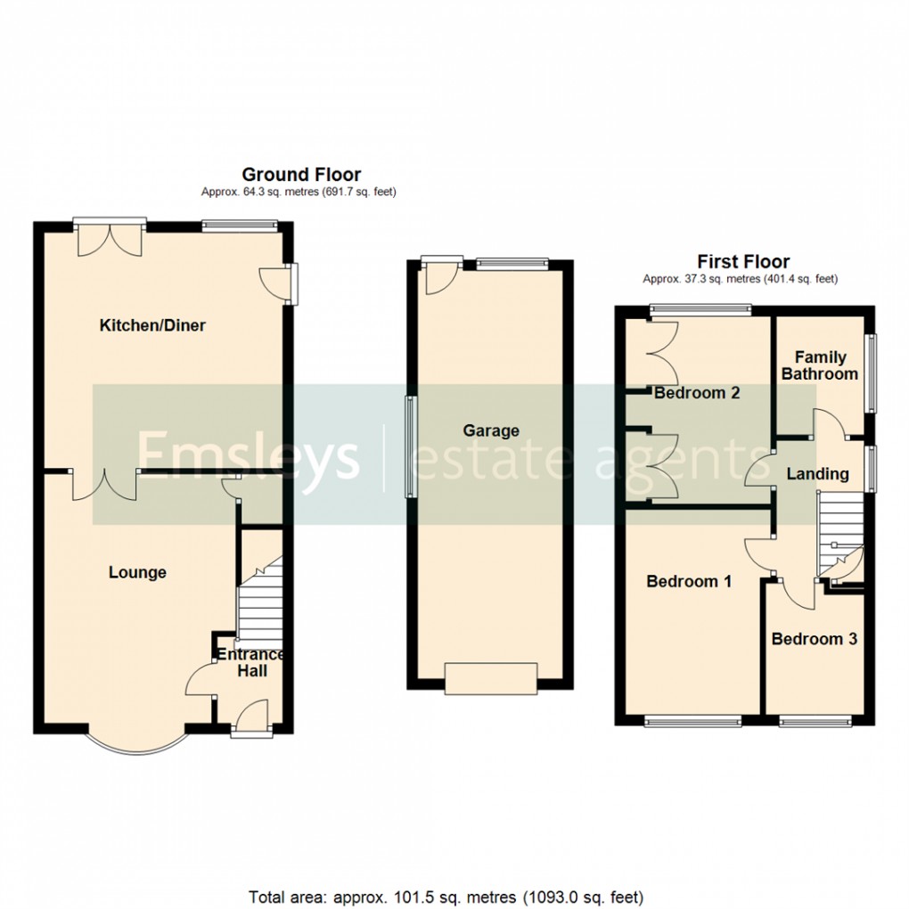 Floorplan for Moorgate Avenue, Kippax, Leeds